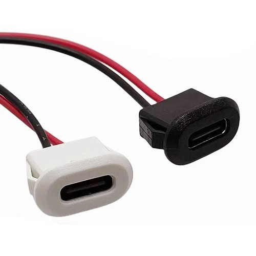 سوكت شحن USB Type-C أنثى مقاوم للماء 2 دبوس مع سلك 10 سم