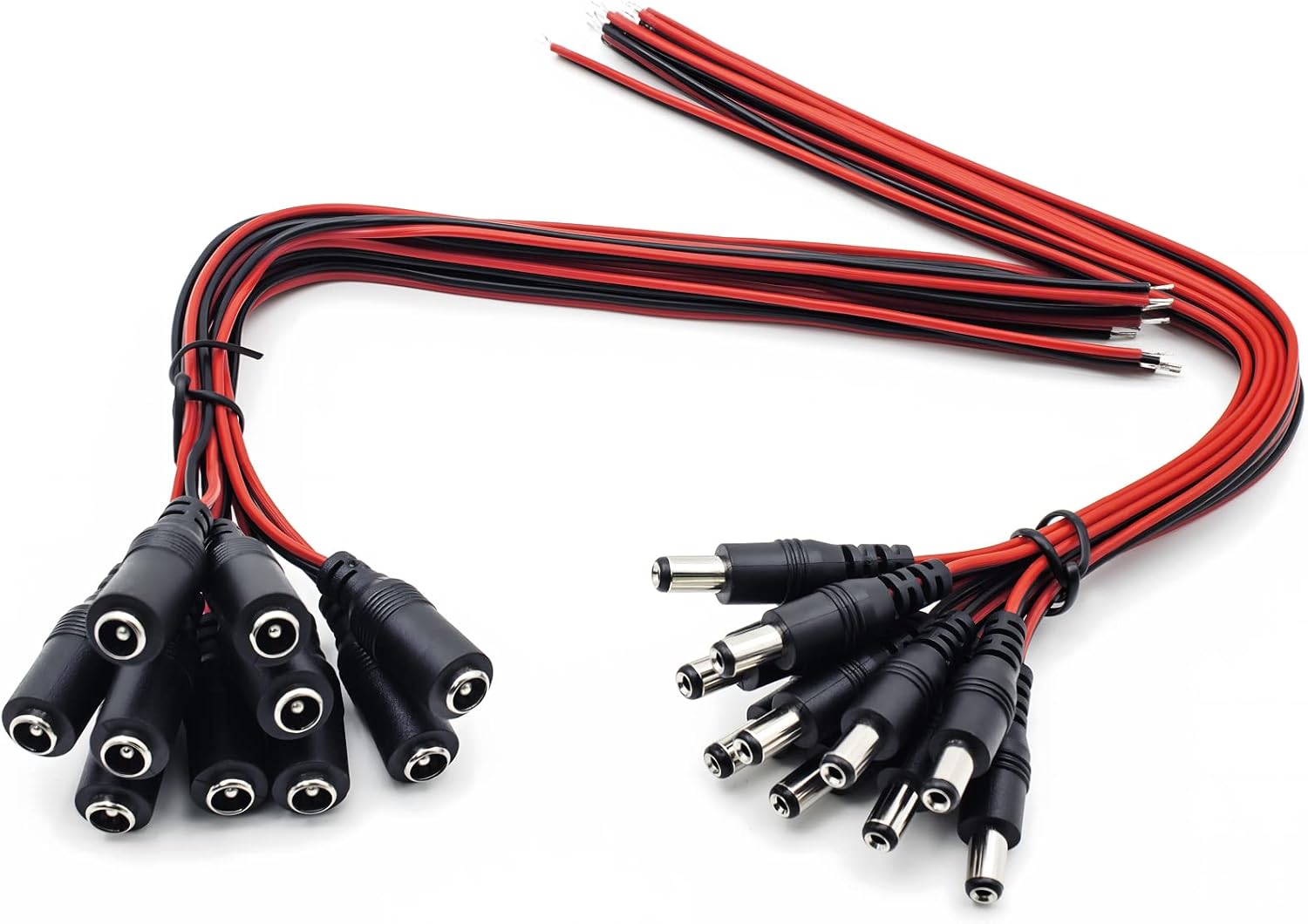 وصلة طاقة DC 12V 5A مضفرة ذكر وأنثى لكاميرات المراقبة وشرائط LED، مقاس 5.5×2.1 مم، 3 أزواج 3